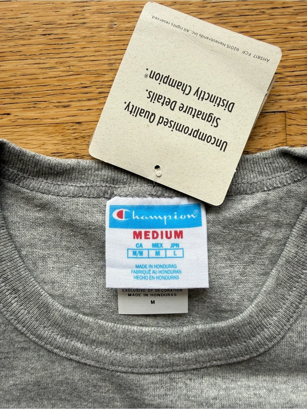 Champion Heather Gray Tee with Red & Navy Logo - Picture 2 of 2
